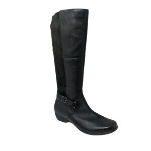 Dansko Francesca Black Milled Leather Tall Boots Womens 8